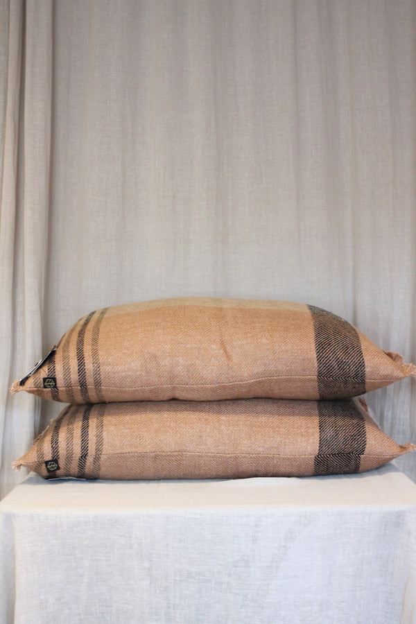 Oblong Linen Cushion | Cinnamon Check