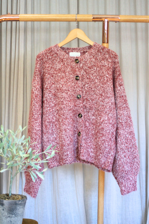 Marl Cardigan | Dark Red