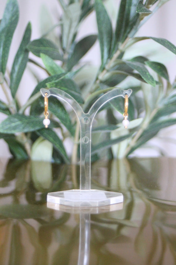 Small Pearl Drop Hoop Earrings