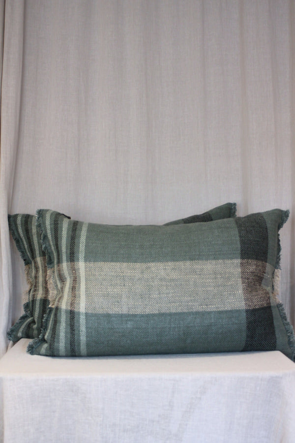 Oblong Linen Cushion | Pigeon Check