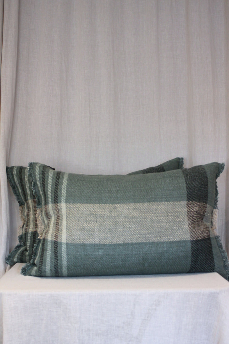 Oblong Linen Cushion | Pigeon Check