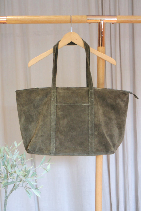 Suede Tote | Khaki