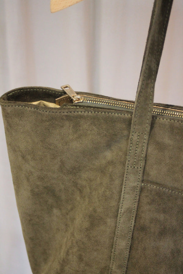 Suede Tote | Khaki