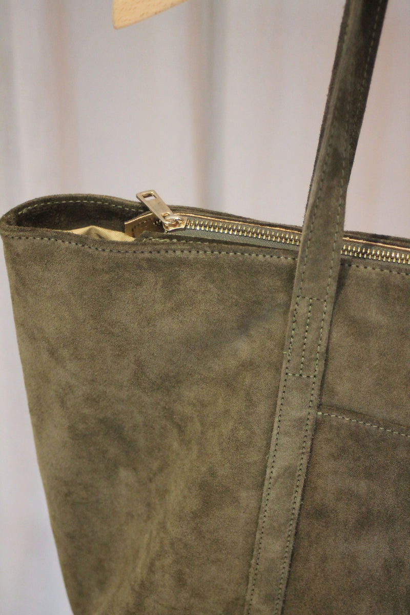 Suede Tote | Khaki
