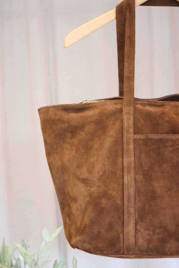 Suede Tote | Tan