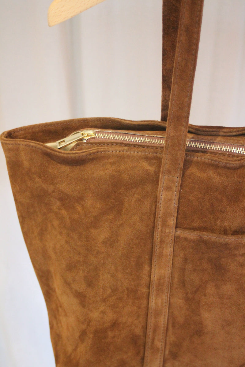 Suede Tote | Tan