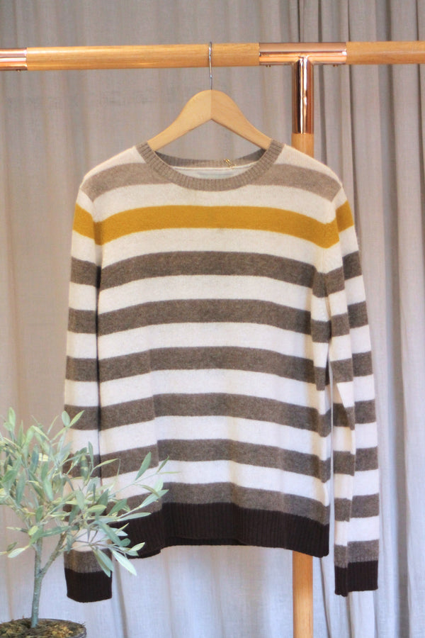 Stripe Crew | Oatmeal/Mustard