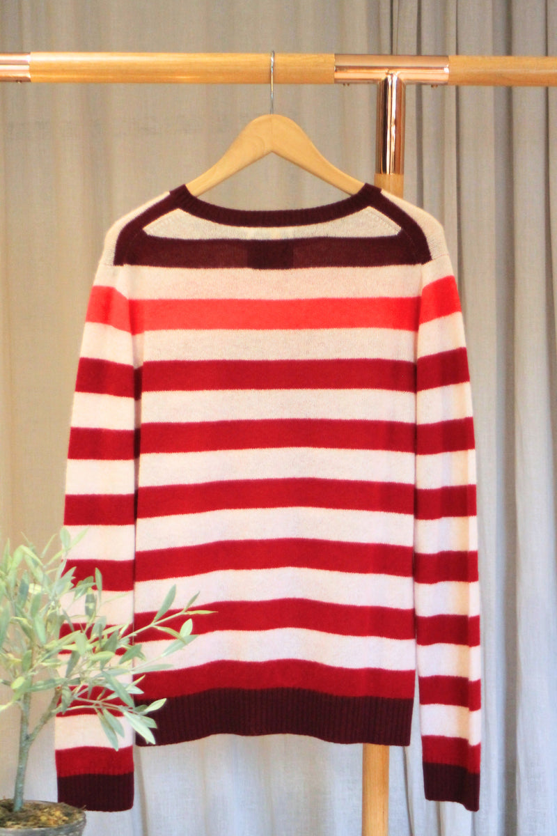 Stripe Cashmere Crew | Reds