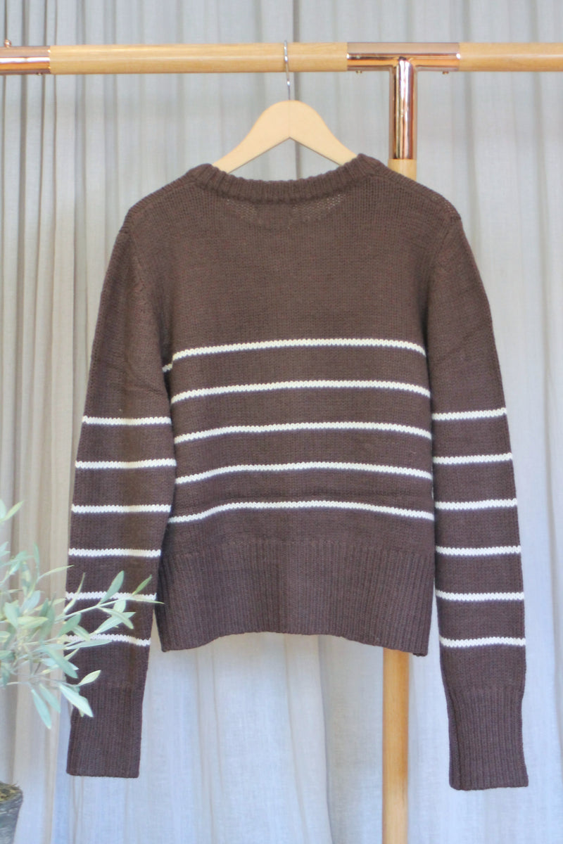 Striped Cardigan | Chocolate/Cream