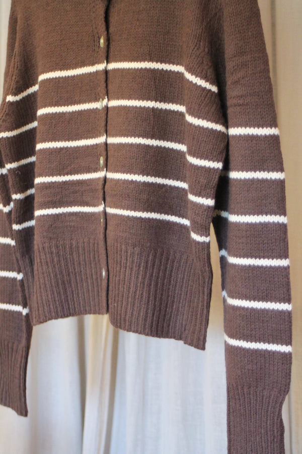 Striped Cardigan | Chocolate/Cream