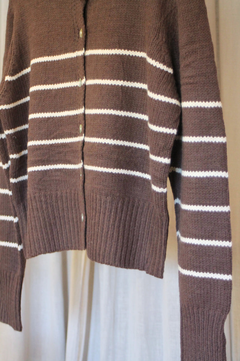 Striped Cardigan | Chocolate/Cream