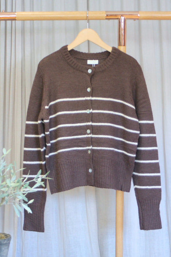 Striped Cardigan | Chocolate/Cream