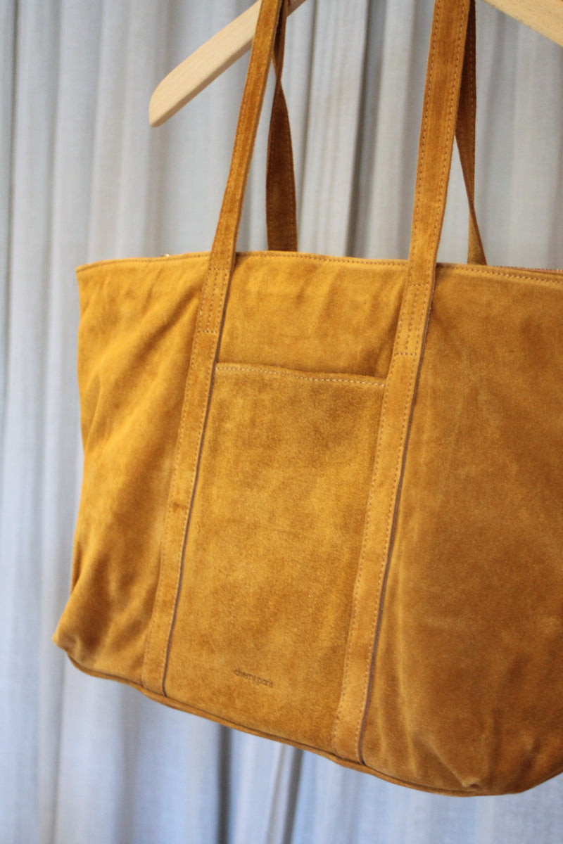 Suede Tote | Camel