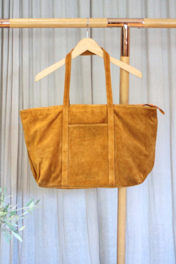 Suede Tote | Camel