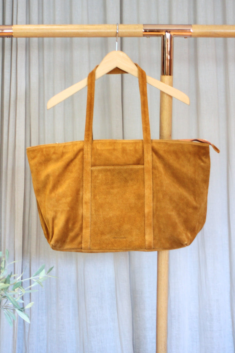 Suede Tote | Camel