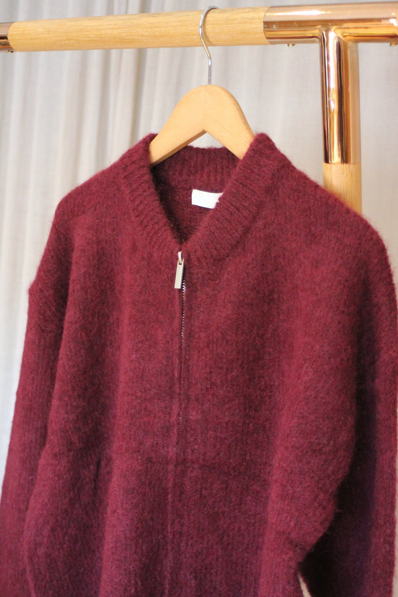 Zip Front Cardi | Bordeaux