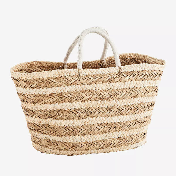 Striped Seagrass Basket | Ecru